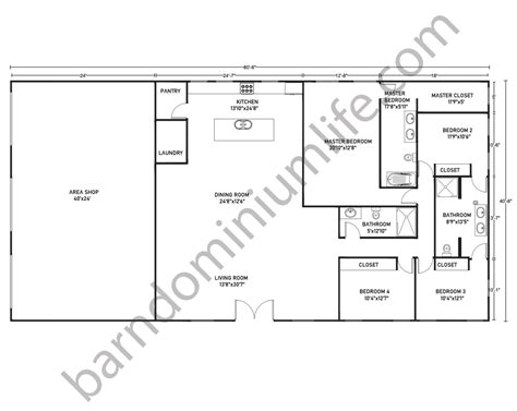 40x80 metal house plans|40 x 50 barndominium floor plans.